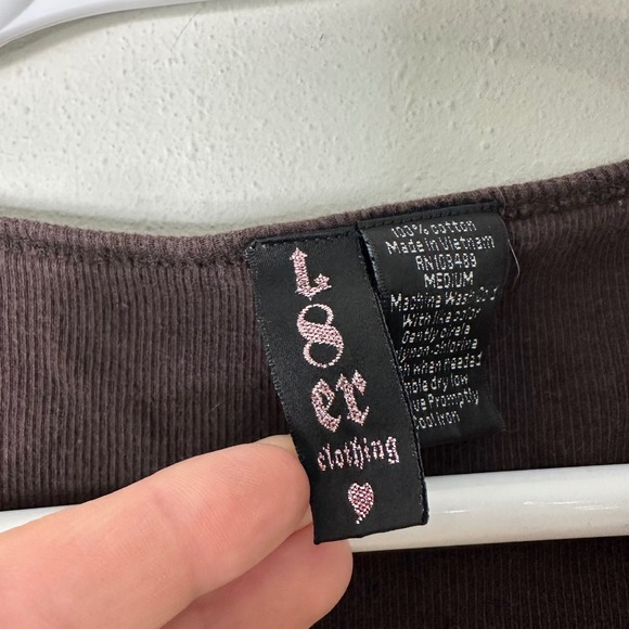 L8er Clothing Layer Tank Top Women Medium Brown Ribbed Lace Sequin Brown Y2K - Picture 4 of 4